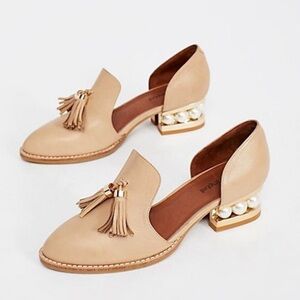 Jeffrey Campbell Civil Pearl Beige Leather Mule Flats